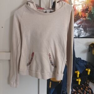 Cream Hoodie with Floral Accents